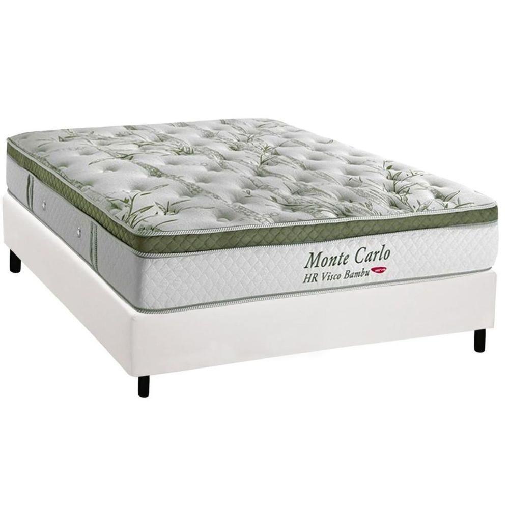 Cama Box Casal: Colchão Molas Herval MasterPocket Ensacadas Monte Carlo HR Visco + Base CRC Courano Branco(138x188) - 1