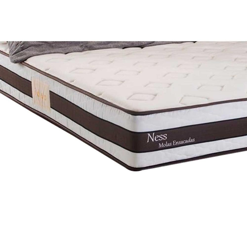 Cama Box Casal: Colchão Molas MasterPocket Ensacadas Herval   Ness + Base CRC Courano Marrom(138x188) - 2
