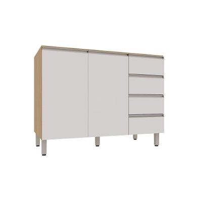 Balcão Pia Sem Tampo 2 Portas 4 Gavetas 120cm Essenza