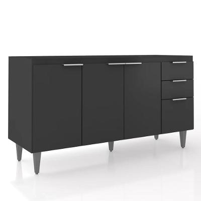 Balcão Para Pia 150cm Sem Tampo Pérola Z34 Preto - Mpozenato