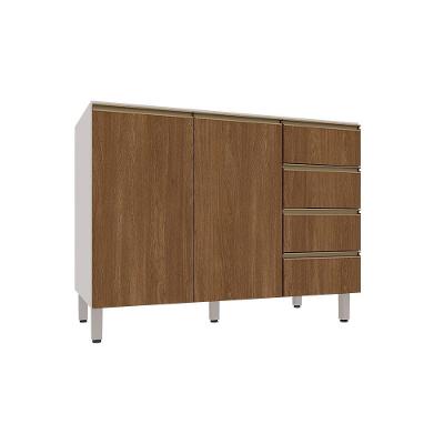 Balcão de Pia 120cm 2 Portas 4 Gavetas Luciane Branco