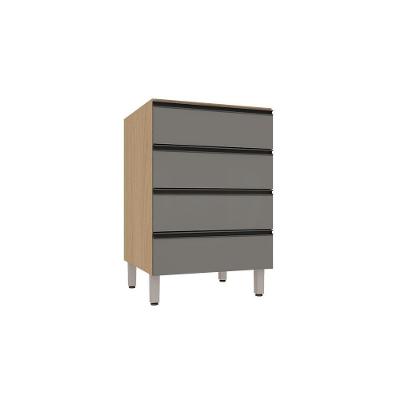 Balcão De Cozinha Sem Tampo 4 Gavetas 60cm Luciane Essenza M Andorra/cinza Puro