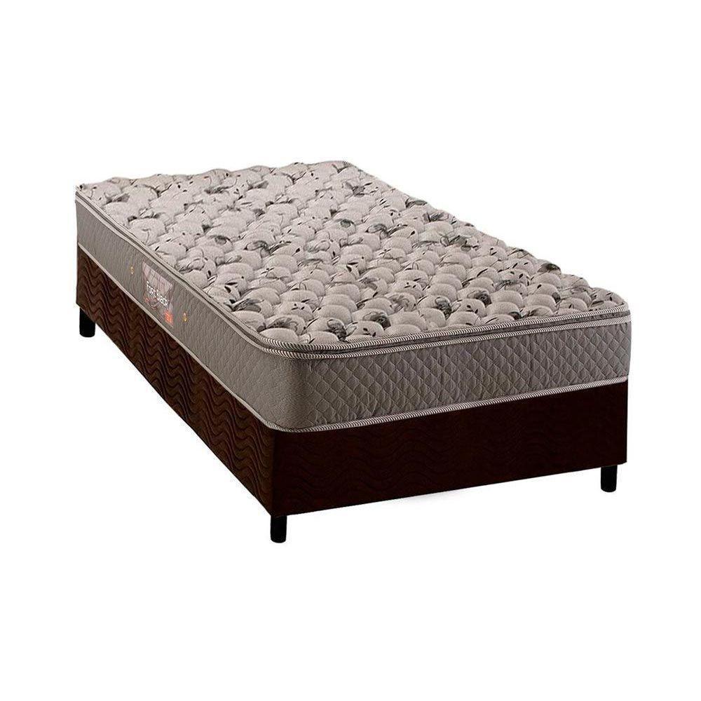Cama Box Solteiro: Colchão Espuma Herval Ag65 Fort + Base Crc Suede Brown(88X188) - 1