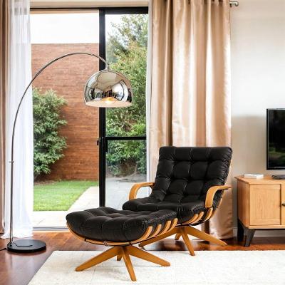 Poltrona Costela Com Braço Giratória + Puff Courino Base Preto