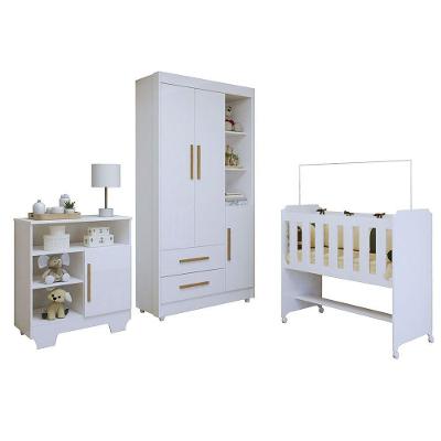 Quarto De Bebê Completo 100% Mdf Sonharte Tigus Baby Branco