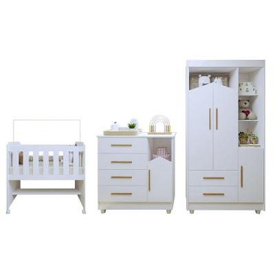 Quarto De Bebê Completo 100% Mdf Estelar Tigus Baby Branco