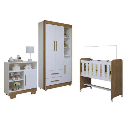 Quarto Bebê MDF Sonharte Tigus Baby Branco Amadeirado