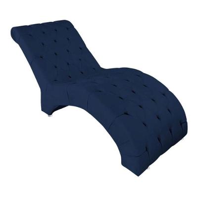 Recamier Divã Espreguiçadeira Para Sala Cliníca Aline Suede Azul Marinho