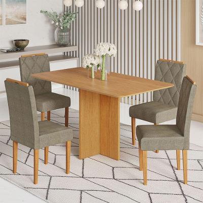Conjunto Mesa e 4 Cadeiras Diamante Cinamomo Linho