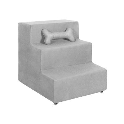Escadas Escadinha Para Pet 3 Degraus Gato E Cachorro Smf Decor Cinza