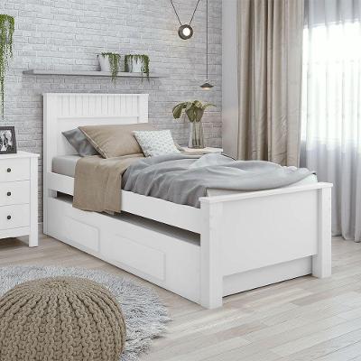 Cama De Solteiro Athenas Com Cama Auxiliar Lopas Branco