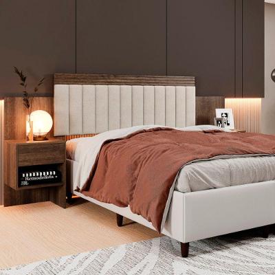 Cabeceira Master Extensiva com Mesa de Cabeceira Imbuia