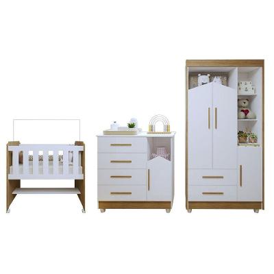 Quarto Bebê MDF Estelar Tigus Baby Branco Amadeirado