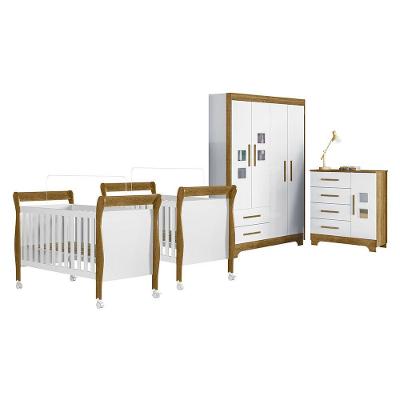 Quarto De Bebê Completo Gael Tigus Baby Branco/amadeirado