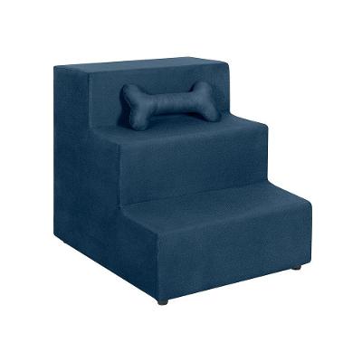Escadas Escadinha Para Pet 3 Degraus Gato E Cachorro Smf Decor Azul Marinho