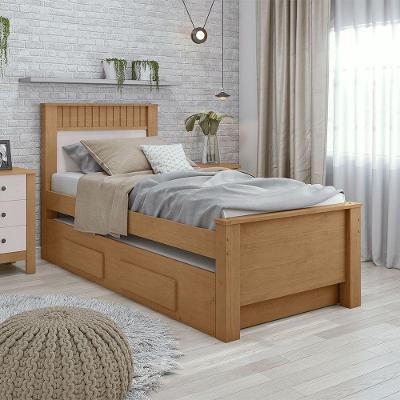 Cama De Solteiro Athenas Com Cama Auxiliar Lopas Amendoa Clean/off White