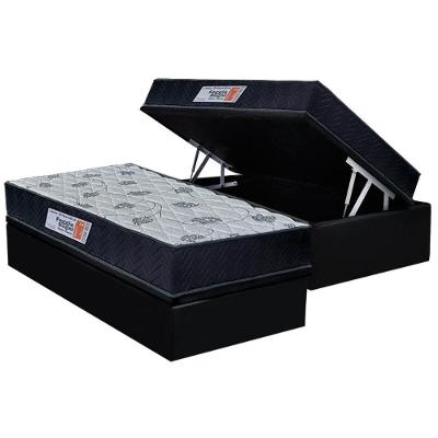 Cama Box Baú Solteiro: Colchão Anatômico Orthoflex Foggia Sogni Unic Face + Base Crc Suede Black (88x188)