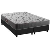 Cama Box Queen: Colchão Ortopédico Herval D28/AG65 Black + Base CRC Suede Gray(158x198) - 1