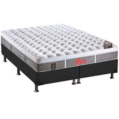 Cama Box Queen: Colchão Molas Pocket Ensacadas Castor  Light Stress Oxygen New Plush + Base CRC Suede Cinza(158x198)