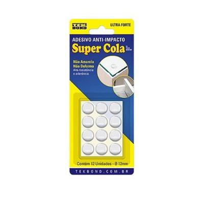 Adesivo Anti-impacto Redonda 12mm - Cartela Com 12 Unidades - Tekbond