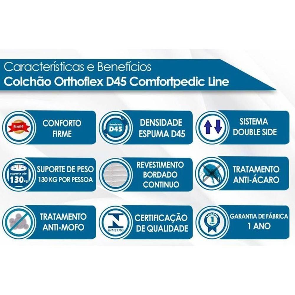 Cama Box Queen: Colchão Espuma D45 Orthoflex Comfortpedic Line + Base CRC Courano White(158x198) - 5