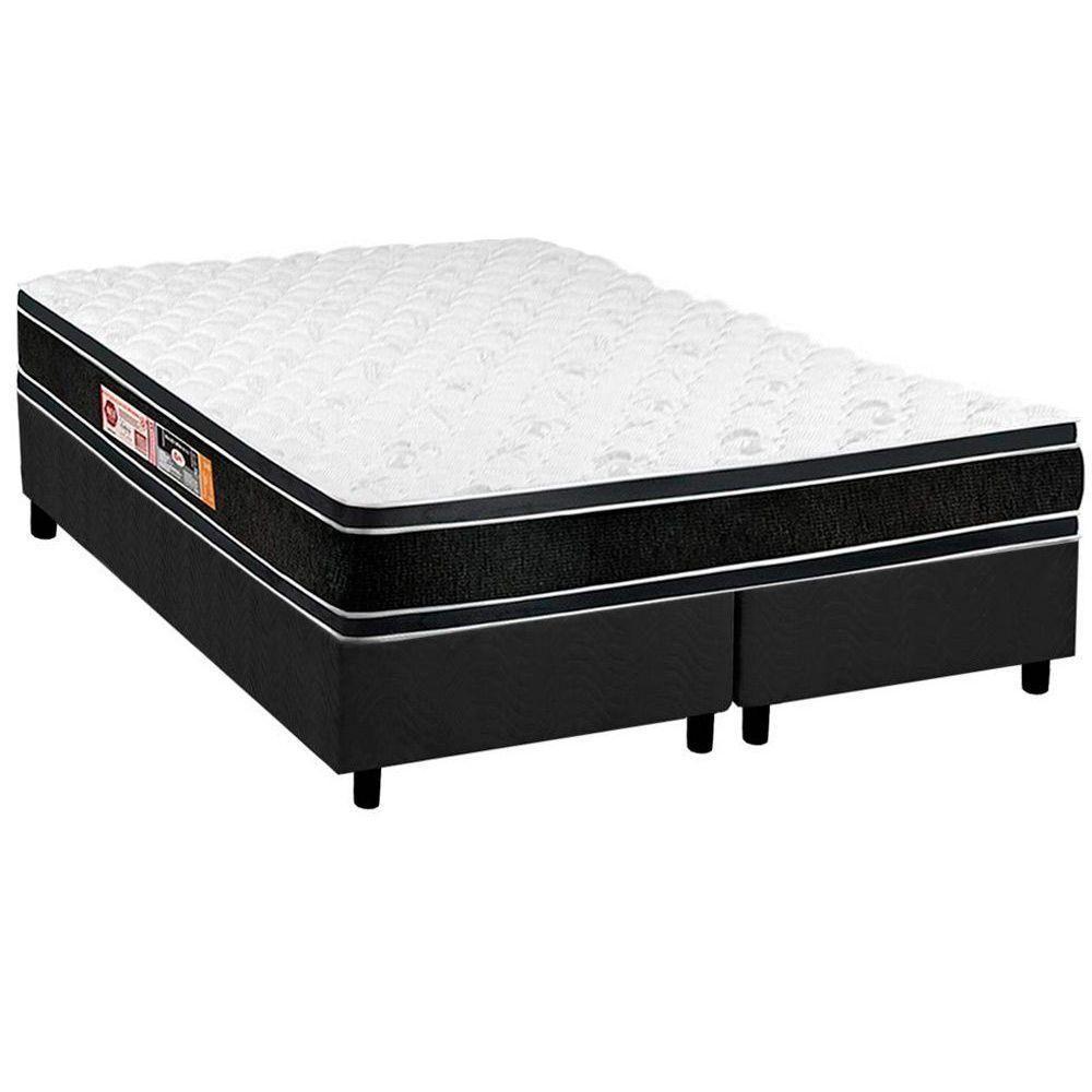 Cama Box Queen: Colchão Espuma Castor D33 Black e White + Base CRC Suede Gray(158x198) - 1