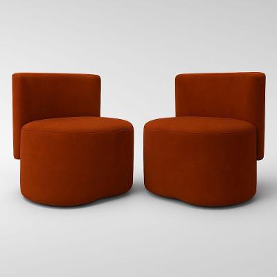 Kit 2 Puff Feijão Curvo Orgânico Redondo Com Encosto Sala Quarto Resistente Confortável Suede Terracota