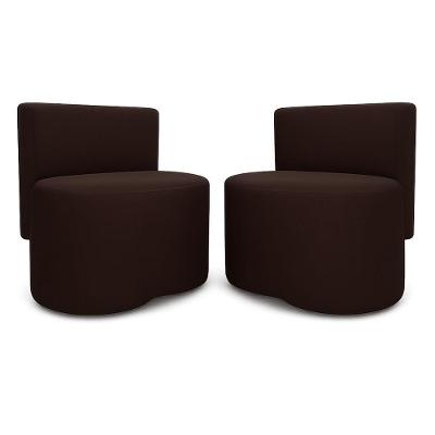 Kit 2 Puff Feijão Curvo Orgânico Redondo Com Encosto Sala Quarto Resistente Confortável Suede Marrom