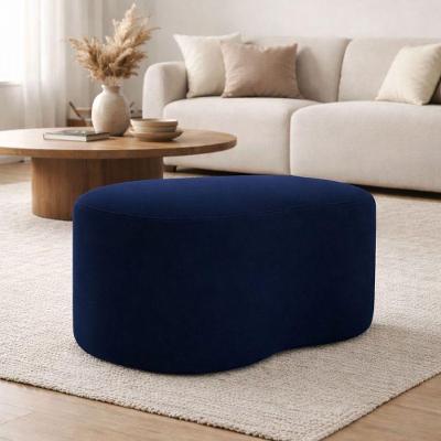 Puff Orgânico Feijão Curvo Redondo Confortável Sala Moderno Suede Azul