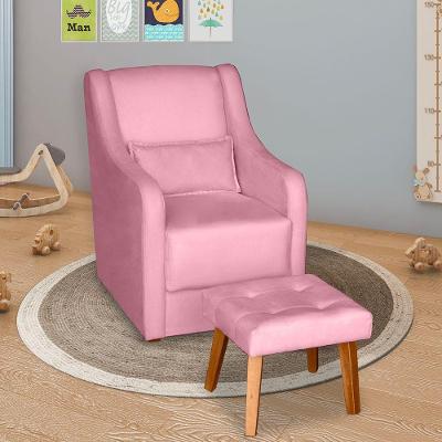 Poltrona Para Amamentação E Descanso Glamour Com Puff E Almofada Confortavel Rosê