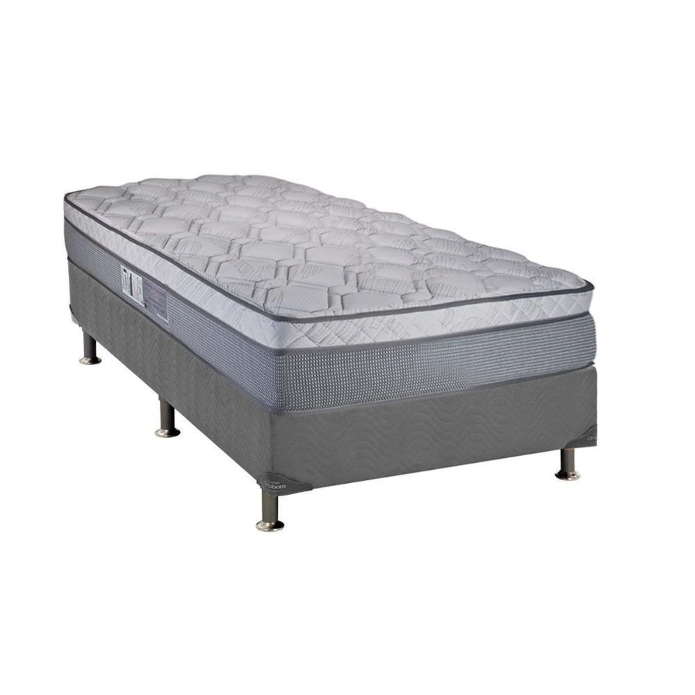 Cama Box Solteiro: Colchão Molas Ensacadas Luckspuma MasterPocket New Maxi + Base CRC Suede Gray(88x188) - 1