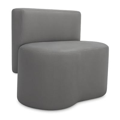 Puff Curvo Feijão Orgânico Com Encosto Sala Confortável Redondo Resistente Linho Suede Cinza