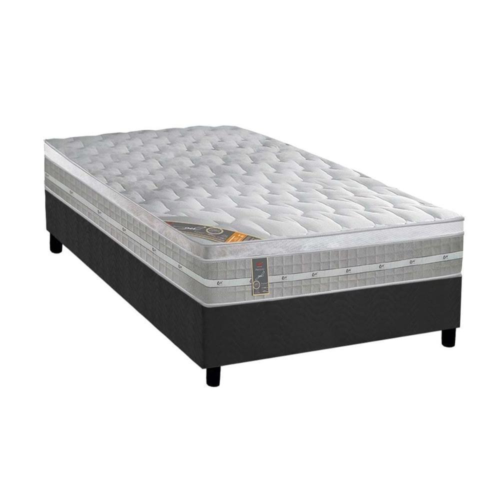 Cama Box Solteiro: Colchão Molas Ensacadas Castor Pocket Premium Gel + Base CRC Suede Gray(88x188) - 1
