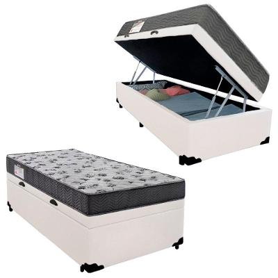 Cama Box Baú Solteiro Sintético + Colchão De Espuma D33 - Sereneprime - 88cm Branco
