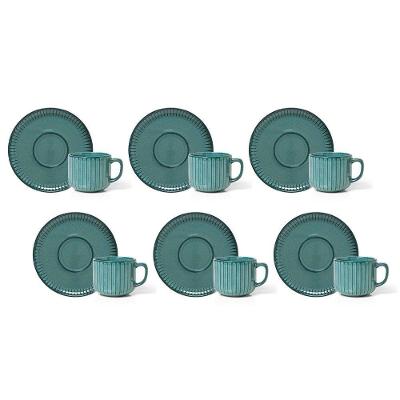 Jogo De Xícaras Copa E Cia 12 Peças Ravonna Em Cerâmica Chloros Verde