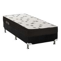 Cama Box Solteiro: Colchão Espuma Ortobom D45 Light Ortopilow + Base CRC Suede Black(88x188)