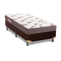 Cama Box Solteiro: Colchão Espuma Ortobom D28 Light + Base CRC Suede Brown(88x188) - 1