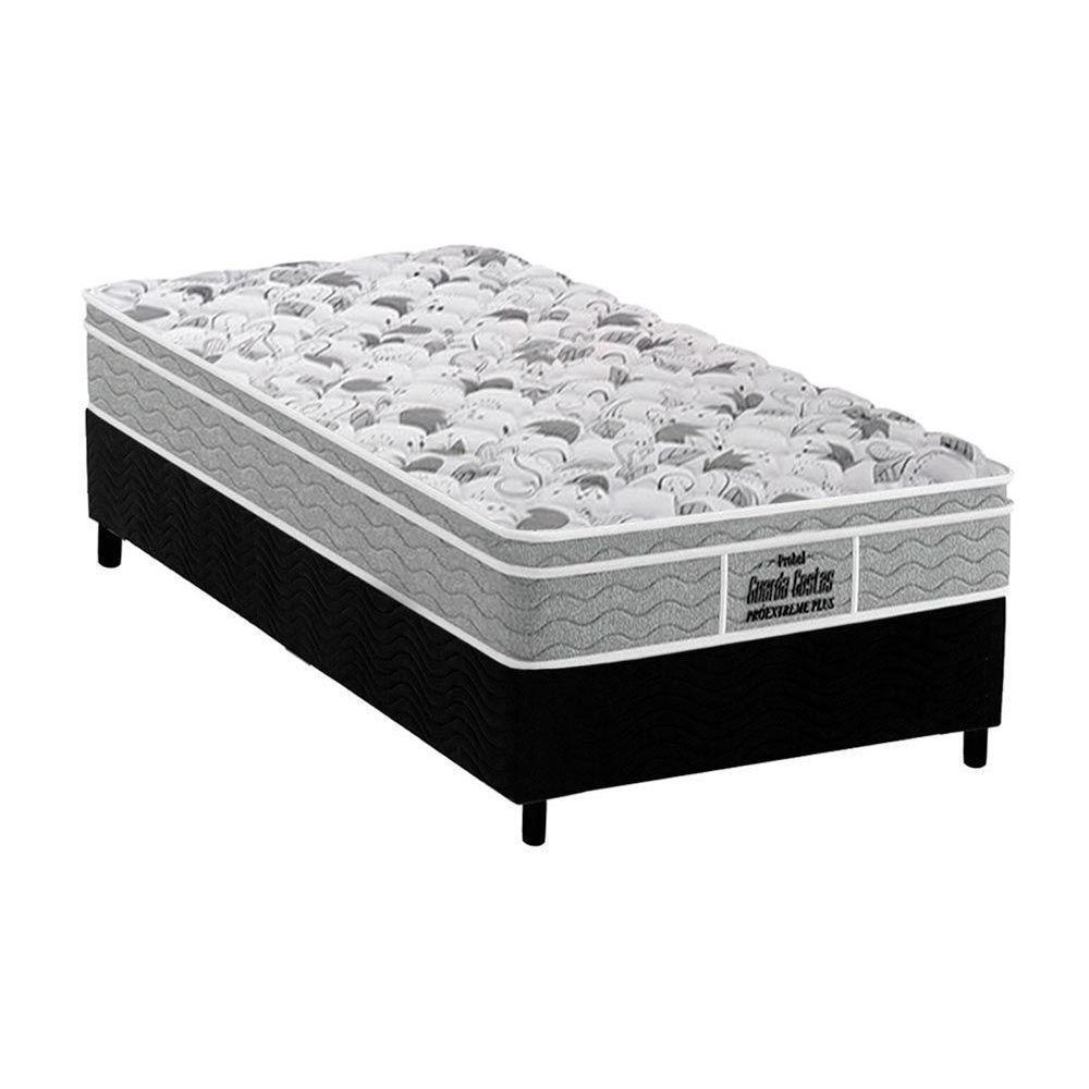 Cama Box Solteiro: Colchão Ortopédico Probel D45/Ep Guarda Costas Plus + Base Black(88X188) - 1