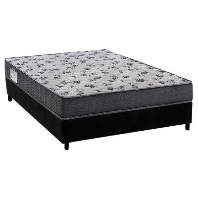 Cama Box Viúva: Colchão Espuma Ortobom D33/EP Fort Tech ISO 100 + Base CRC Suede Black(128x188)