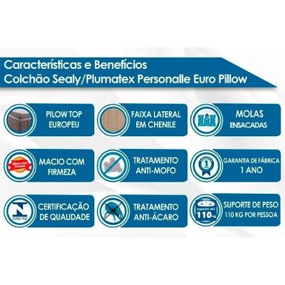 Cama Box Baú Casal: Colchão Molas MasterPocket Ensacadas Plumatex   Personalle + Base CRC Courano White(138x188)