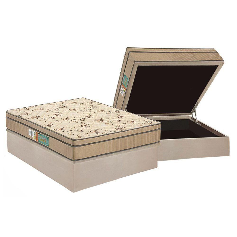 Cama Box Baú Casal: Colchão Espuma Polar D45 Pérola + Base CRC Suede Clean(138x188) - 1
