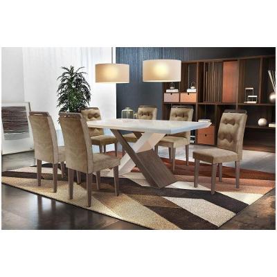 Conjunto Sala De Jantar Agata Com 6 Cadeiras Rufato Off White / Cafe