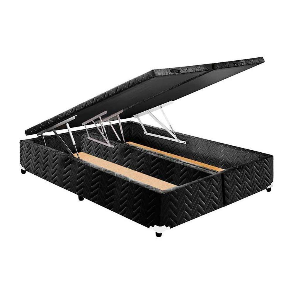 Cama Box Baú Casal: Colchão Espuma Polar D23 Pérola + Base Crc Suede Black(138X188) - 3
