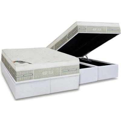 Cama Box Baú King: Colchão Molas Enadas Castor Summer & Winter + Base Ctc White(193X203)