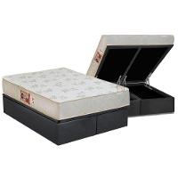 Cama Box Baú King: Colchão Espuma D33 Castor Sleep Max Relax + Base CRC Suede Gray(193x203) - 1