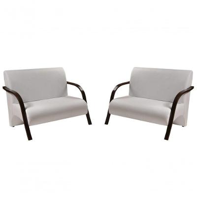 Kit 2 Poltronas Vênus 2 Lugares Braço Madeira