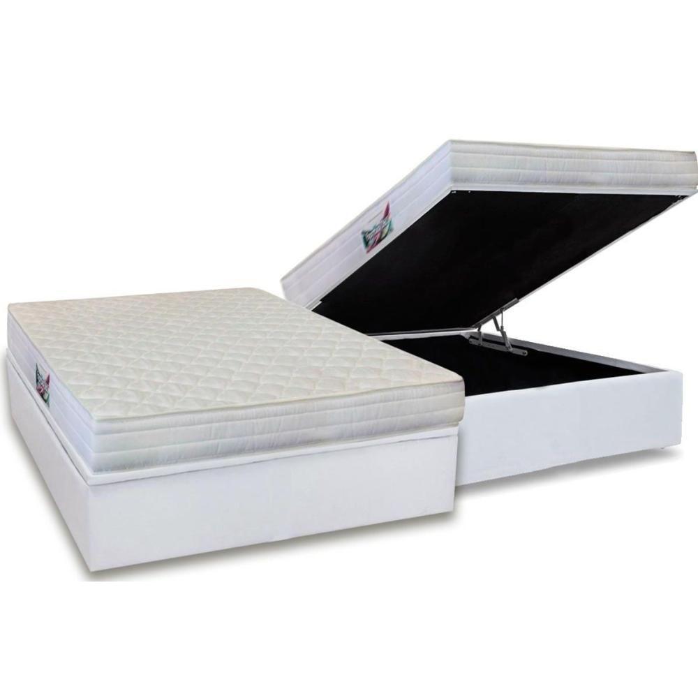 Cama Box Baú Casal: Colchão Ortopédico Herval D28 / Ag65 Frontier + Base Crc Courano White(138X188) - 1