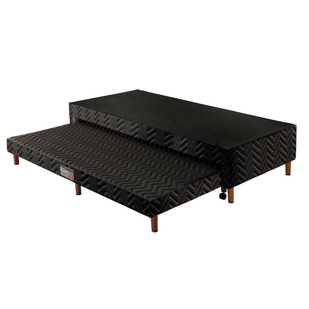 Cama Box c/Auxiliar Casal: Colchão Espuma Polar D28 Pérola Gray + Base CRC Rústico Black(138x188) - 5