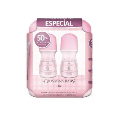 Kit Com 2 Desodorante Roll-on Clássico Giovanna Baby 50ml