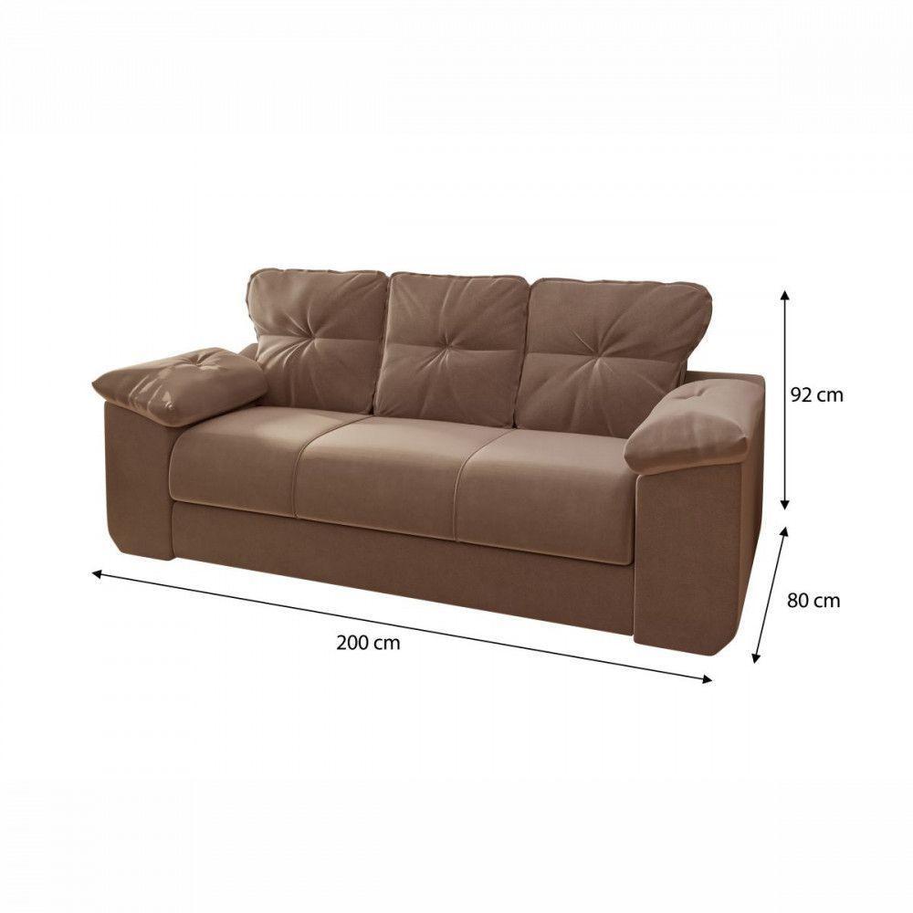 Estofado 2 E 3 Lugares Veludo Choco Mamflex Choco - 2